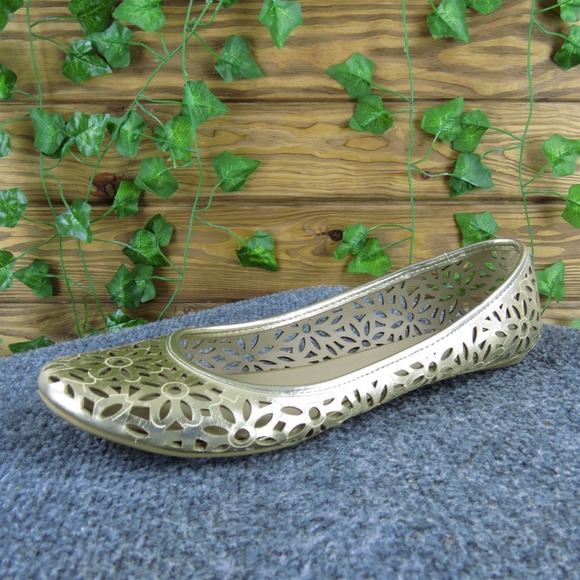 Kenneth Cole Reaction Women Perf Ballet Gold Synthetic Sz 8.5 Gently Used 2025 - Picture 1 of 6
